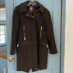 Vince Camuto A- Line Wool Blend Hooded Coat